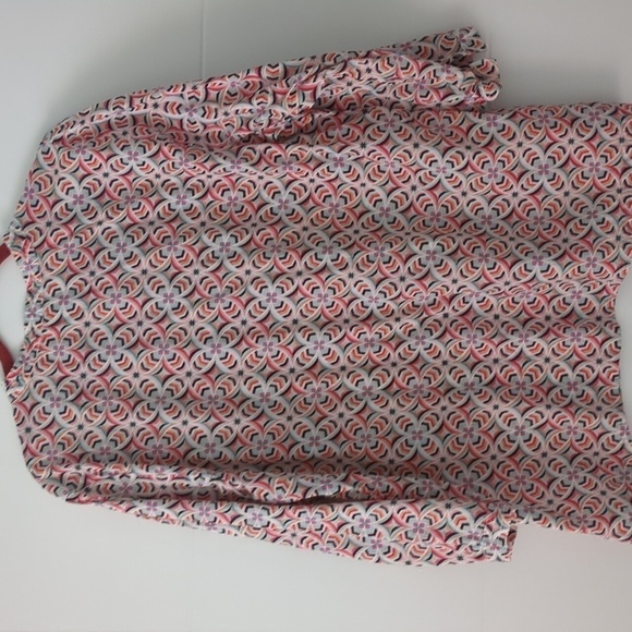 Talbots lightweight geometric multicolor print blouse shirt - Picture 5 of 7